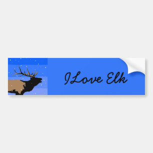 Bugling Elk in Winter  - Original Wildlife Art Bumper Sticker