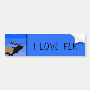 Bugling Elk in Winter  - Original Wildlife Art Bumper Sticker