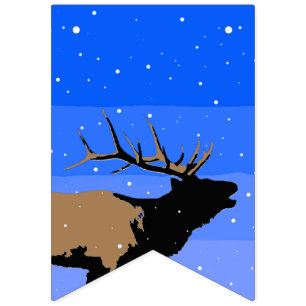 Bugling Elk in Winter - Original Wildlife Art Bunting