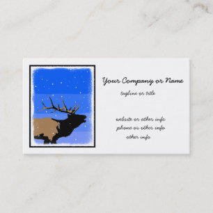 Bugling Elk in Winter - Original Wildlife Art Business Card