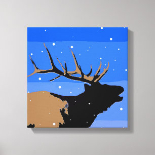 Bugling Elk in Winter - Original Wildlife Art Canvas Print