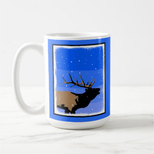 Bugling Elk in Winter - Original Wildlife Art Coffee Mug