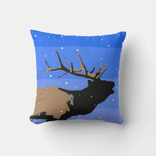 Bugling Elk in Winter - Original Wildlife Art Cushion