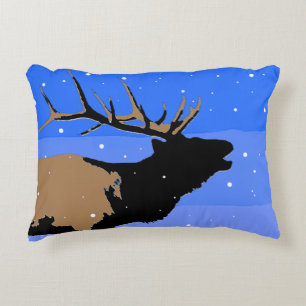 Bugling Elk in Winter - Original Wildlife Art Decorative Cushion