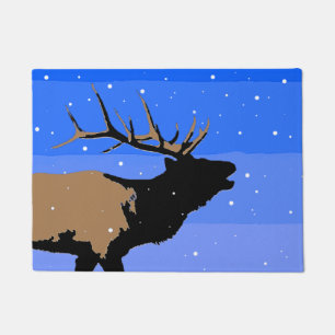 Bugling Elk in Winter - Original Wildlife Art Doormat