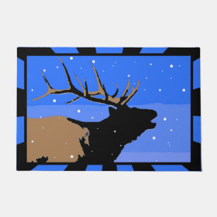 Bugling Elk in Winter  - Original Wildlife Art Doormat