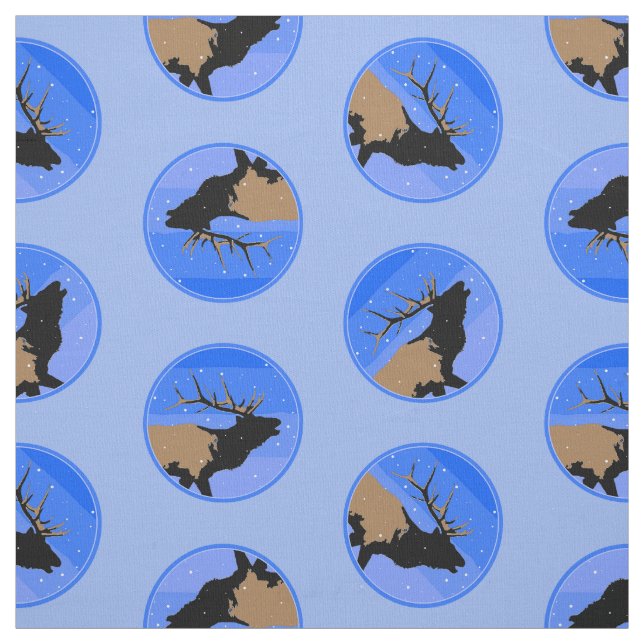 Bugling Elk in Winter  - Original Wildlife Art Fabric (Swatch)