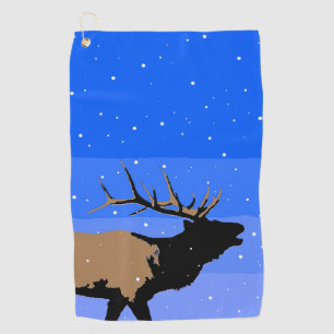 Bugling Elk in Winter  - Original Wildlife Art Golf Towel