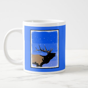 Bugling Elk in Winter  - Original Wildlife Art Large Coffee Mug