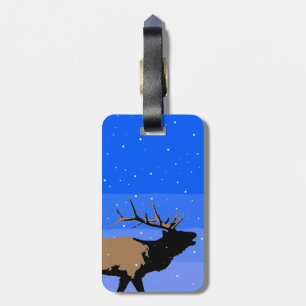 Bugling Elk in Winter - Original Wildlife Art Luggage Tag