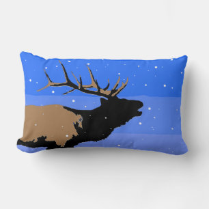 Bugling Elk in Winter - Original Wildlife Art Lumbar Cushion