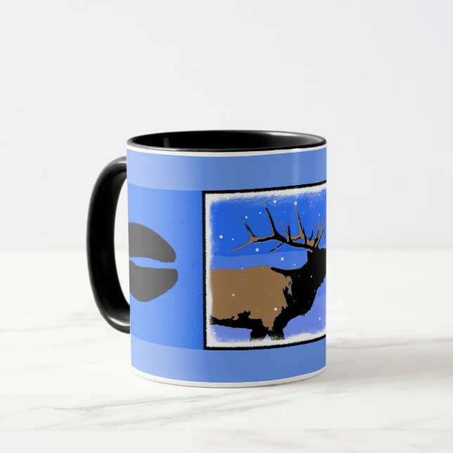Bugling Elk in Winter  - Original Wildlife Art Mug (Front Left)