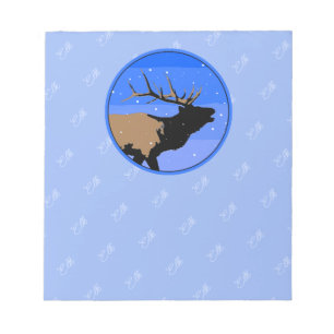 Bugling Elk in Winter  - Original Wildlife Art Notepad