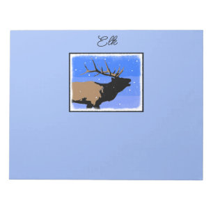 Bugling Elk in Winter  - Original Wildlife Art Notepad