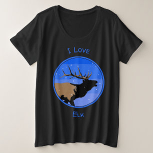 Bugling Elk in Winter - Original Wildlife Art Plus Size T-Shirt