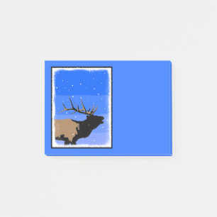 Bugling Elk in Winter  - Original Wildlife Art Post-it Notes