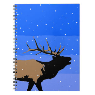 Bugling Elk in Winter - Original Wildlife Art Spiral Notebook