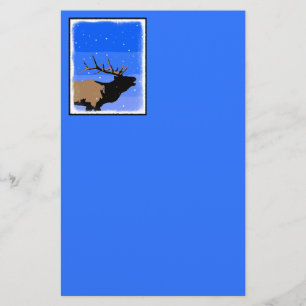 Bugling Elk in Winter - Original Wildlife Art Stationery