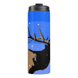 Bugling Elk in Winter  - Original Wildlife Art Thermal Tumbler