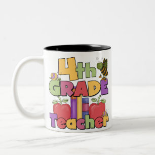 Bugs and Apples 4th Grade Teacher Two-Tone Coffee Mug