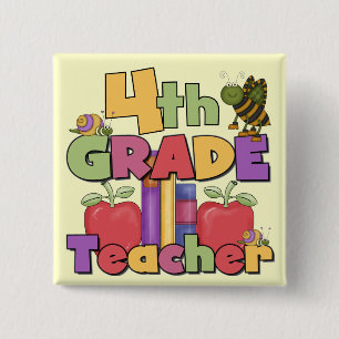 Bugs and Apples 4th Grade Tshirts and Gifts 15 Cm Square Badge