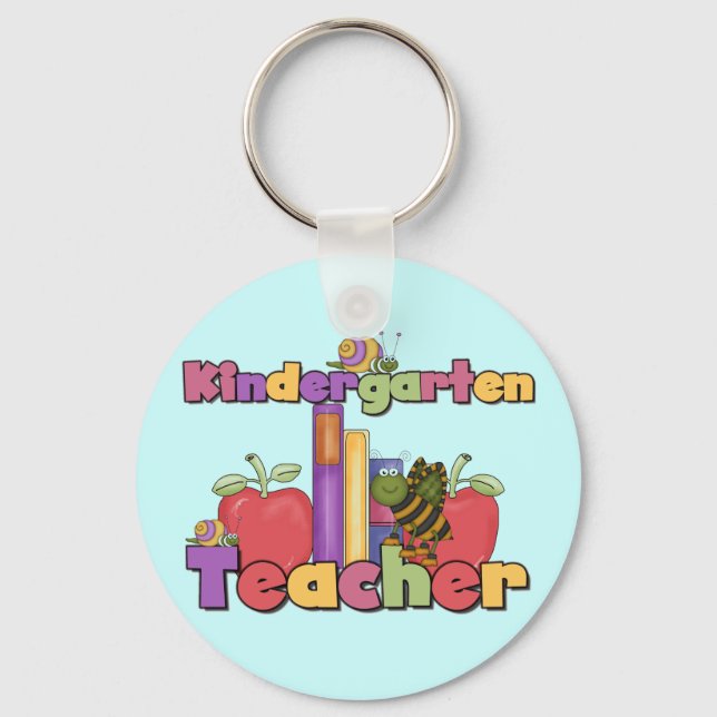 Bugs and Apples Kindergarten Teacher Key Ring (Front)