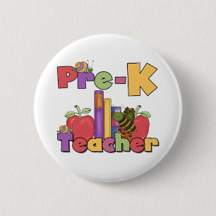 Bugs and Apples Pre-K Teacher 6 Cm Round Badge