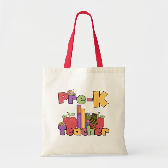 Bugs and Apples Pre-K Teacher Tshirts and Gifts Tote Bag (Front)