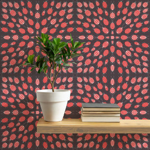 Bugs and Beetles Pattern Red Charcoal Grey Wallpaper