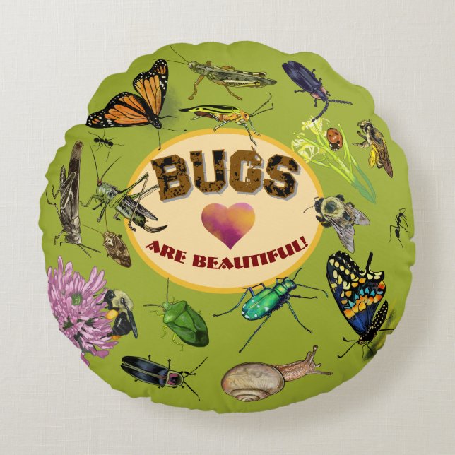 Bugs are Beautiful! Insects Round Cushion (Front)