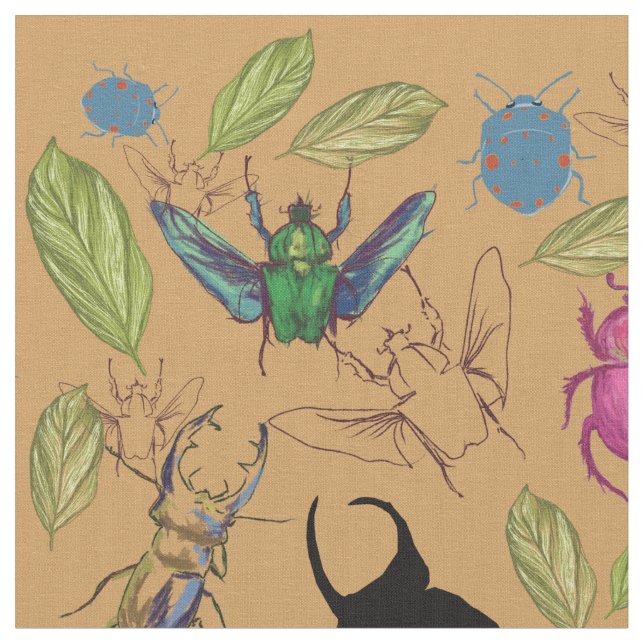 Bugs Beautiful Pattern  Fabric (Close Up)