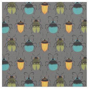 Bugs Beetles Mid Century Mod Cute Fabric