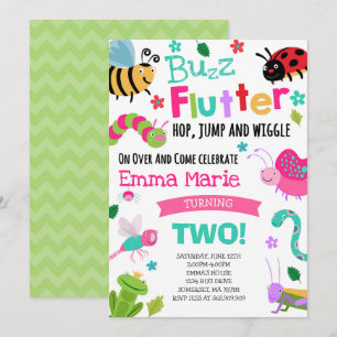 Bugs Birthday Invitation Girl Pink Bugs Party