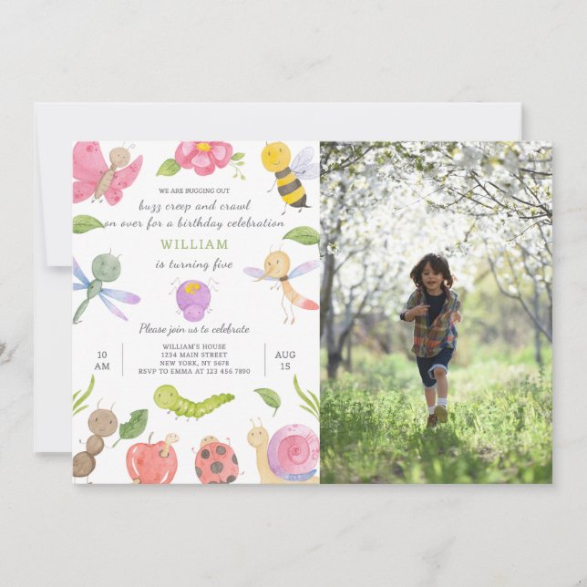 Bugs Birthday Invitation With Photo (Front)