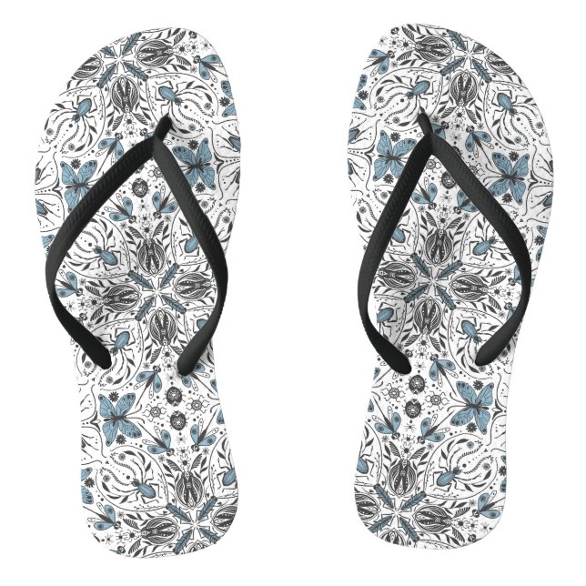 Bugs, black and blue jandals (Footbed)