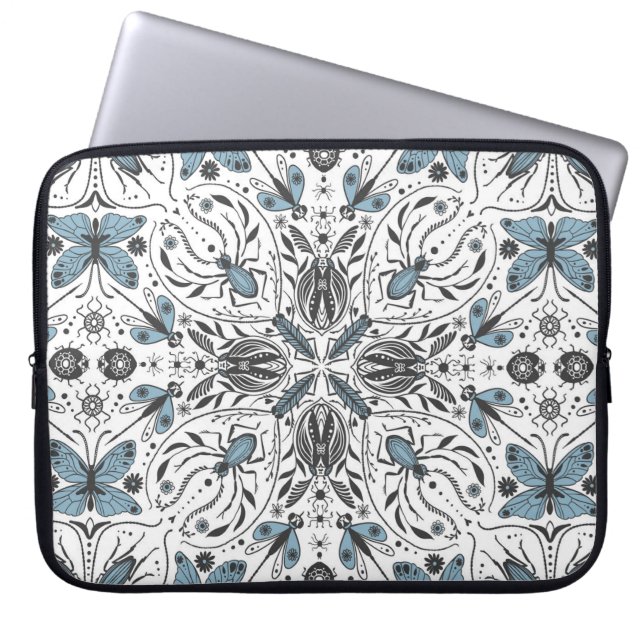 Bugs, black and blue laptop sleeve (Front)