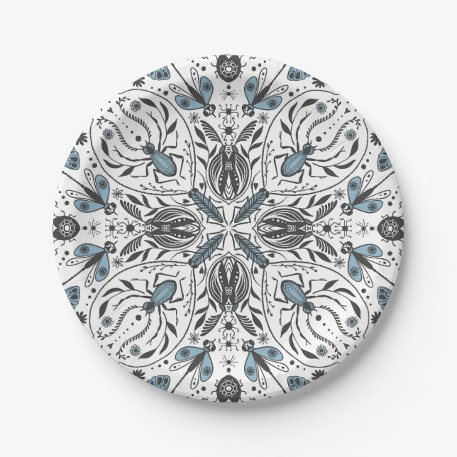 Bugs, black and blue paper plate (Front)