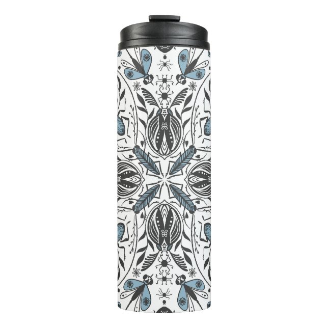 Bugs, black and blue thermal tumbler (Front)