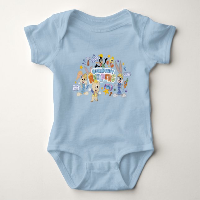 BUGS BUNNY BUILDERS™| Group Sketch Art Baby Bodysuit (Front)
