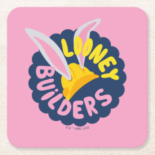 BUGS BUNNY BUILDERS™ Hard Hat Scalloped Logo Square Paper Coaster