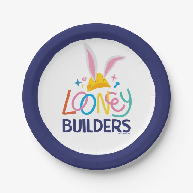 BUGS BUNNY BUILDERS™| Hard Hat Stacked Logo Paper Plate (Front)