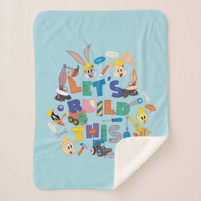 BUGS BUNNY BUILDERS™| "Let's Build This" Collage Sherpa Blanket (Front)