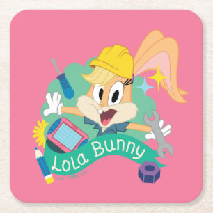 BUGS BUNNY BUILDERS™ Lola Bunny Character Graphic Square Paper Coaster