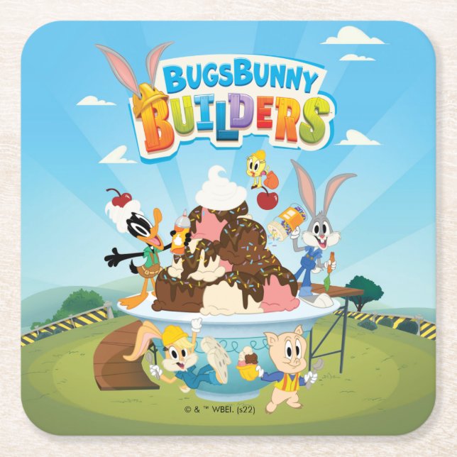 BUGS BUNNY BUILDERS™| Looney Builders Ice Cream Square Paper Coaster (Front)