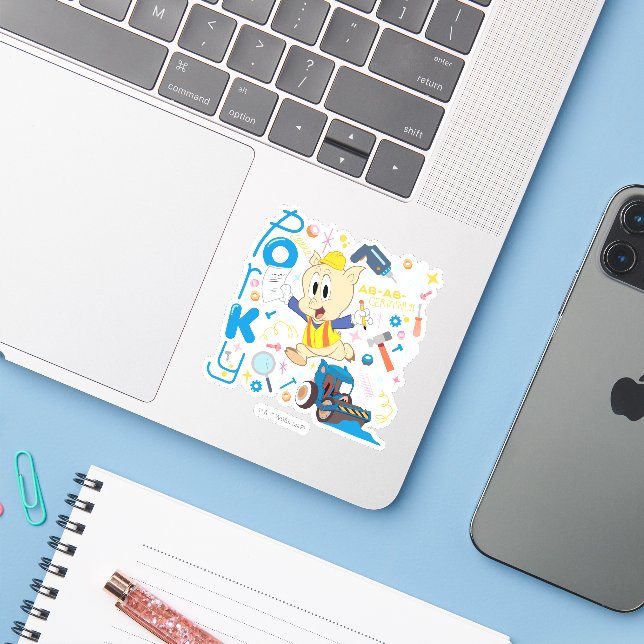 BUGS BUNNY BUILDERS™| Porky Pig Work Tools (Laptop w/ iPhone)