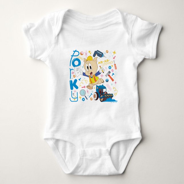 BUGS BUNNY BUILDERS™| Porky Pig Work Tools Baby Bodysuit (Front)