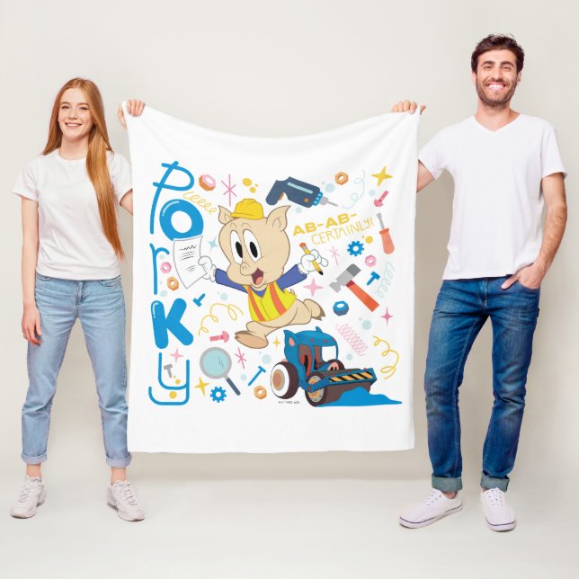 BUGS BUNNY BUILDERS™| Porky Pig Work Tools Fleece Blanket (In Situ)