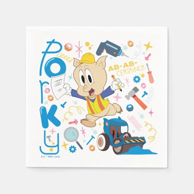 BUGS BUNNY BUILDERS™| Porky Pig Work Tools Napkin (Front)