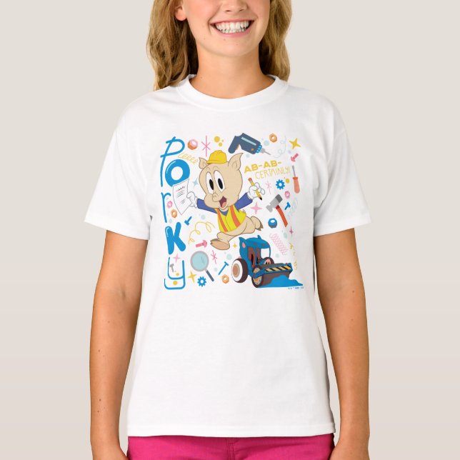 BUGS BUNNY BUILDERS™| Porky Pig Work Tools T-Shirt (Front)