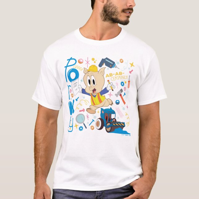 BUGS BUNNY BUILDERS™| Porky Pig Work Tools T-Shirt (Front)